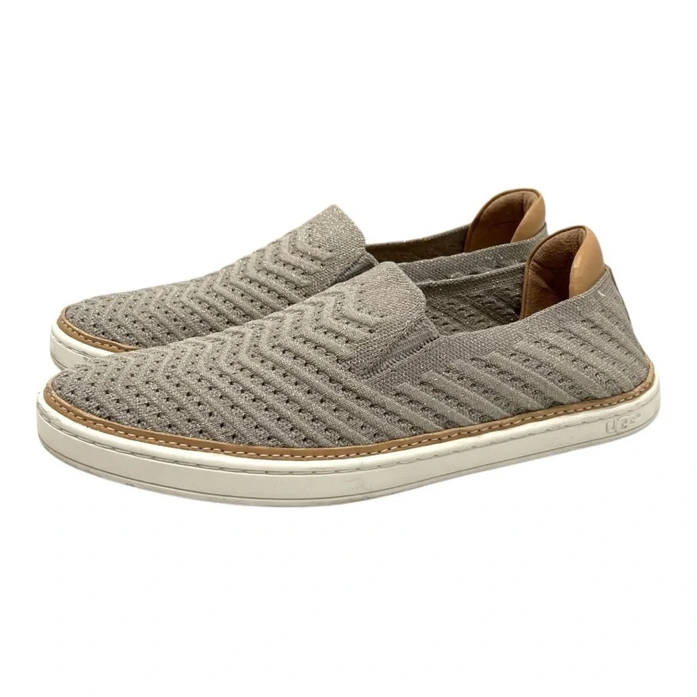 UGG Sammy Silver Metallic Chevron Slip-On Comfort Sneakers Shoes Women’s 8.5 - Picture 1 of 16